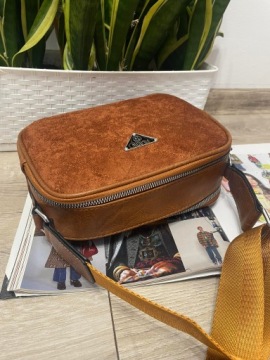 Сумка через плечо ЖЕНСКАЯ, замша, эко-кожа, красная