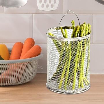 Корзина для жарки из нержавеющей стали с ручкой Универсальная кухонная корзина для макарон, 22 см.