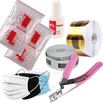 Zestaw do przedłużania paznokci żelem tipsy klej +