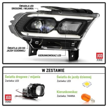 SVĚTLOMET SVĚTLA PŘEDNÍ LED + HALOGEN - SADA DODGE DURANGO 2021-2023