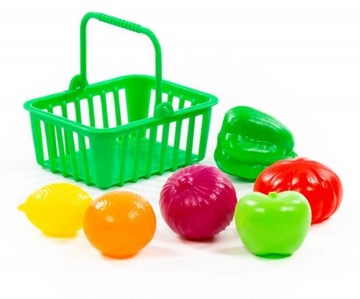 Polesie MINI zestaw zabawki owoce warzywa w KOSZYCZKU 7 elementów i koszyk