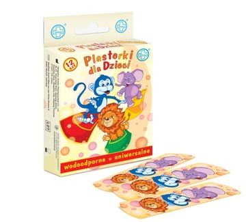Plastry z opatrunkiem dla dzieci wodoodporne 12 sztuk TESTEO