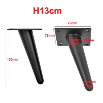 МАТОВАЯ ЧЕРНАЯ МЕБЕЛЬНАЯ НОЖКА, УГЛОВАЯ, КОНУС H130 SL012S