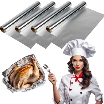 FOLIA ALUMINIOWA GRUBA SPOŻYWCZA MOCNA GASTRONOMICZNA CATERING ROLKA 80M