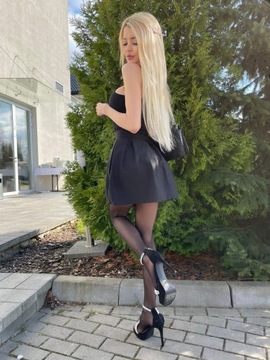 Модная ЧЕРНАЯ ЮБКА-РАСКЛЕШЕННАЯ ЮБКА на МЕСТАХ и МОЛНИИ, размер S