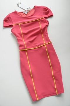 WAGGON PARIS Luksusowa sukienka princeska róż + neon XS/S BOSKA %%