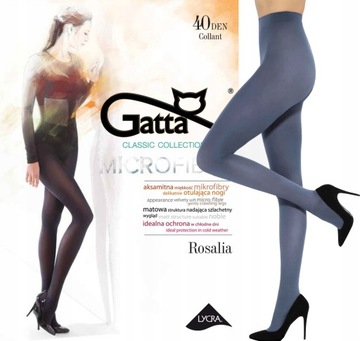 rajstopy GATTA 40 den kryjące ROSALIA mikrofibra gładkie JEANS # 3 M