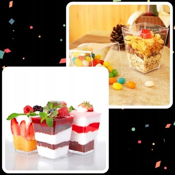 КОНТЕЙНЕРЫ КРУЖКИ ДЛЯ ЗАКУСОК ДЕСЕРТОВ 160МЛ 20ШТ КВАДРАТНЫЙ КОНТЕЙНЕР ДЛЯ ДЕСЕРТА