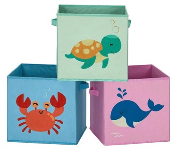 3X PUDEŁKA NA ZABAWKI DZIECIĘCE SKRZYNKI 30x30 CM POJEMNIKI ORGANIZERY DUŻE