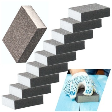 KLOCEK KOSTKA GĄBKA ŚCIERNA P120 10SZT SZLIFIERSKA DREWNO METAL GIPS GŁADŹ