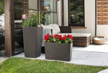 Цветочный горшок-ламель JUKA RATTAN 30x30см БЕЛЫЙ + вставка