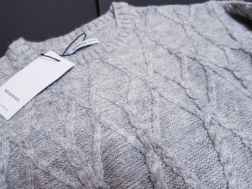 RESERVED Sweter Bluzka Warkocz szary 134