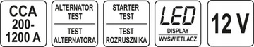 ЦИФРОВОЙ ТЕСТЕР АККУМУЛЯТОРОВ YATO, ИЗМЕРИТЕЛЬ НАПРЯЖЕНИЯ 12 В, 150–1400 Ач, ЖК-дисплей YT-8311