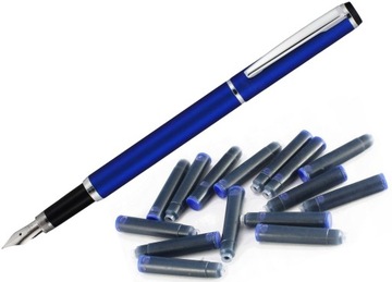 PIÓRO WIECZNE METAL BŁĘKIT MAT VIN + 15 NABOI