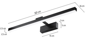 СВЕТОДИОДНЫЙ НАСТЕННЫЙ СВЕТИЛЬНИК ДЛЯ ВАННОЙ ЛАМПЫ НАД ЗЕРКАЛОМ КАРТИННЫЙ ШКАФ 50см 12ВТ РЕГУЛИРУЕМАЯ