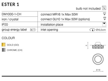 ГАЛОГЕННАЯ ТОЧКА AZZARDO ESTER 1 AZ1449 ХРОМ