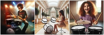 Набор акустических барабанов белого цвета V-TONE VD JUNIOR для обучения детей игре