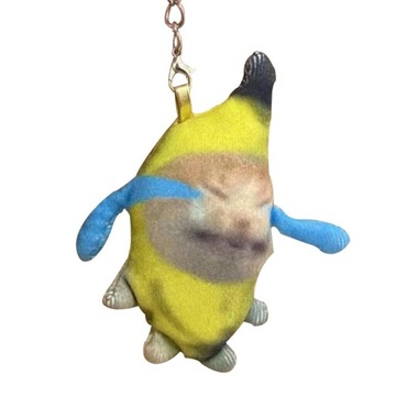 Cichy płaczący kot bananowy pluszowy kot wisiorek śliczny płaczący bananowy