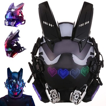 MASKA NA HEŁM CYBERPUNK LED ŚWIECĄCA WZORY MO