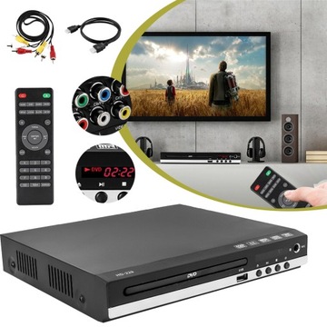 ODTWARZACZ DVD/CD HDMI 1080P Z KABLEM AV, WEJŚCIEM USB, ZDALNE STEROWANIE