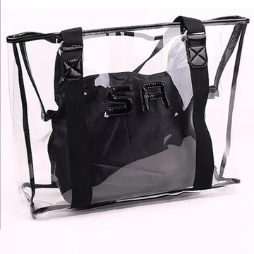 БОЛЬШАЯ СУМКА-ШОППЕР ПРОЗРАЧНАЯ СУМКА НА ПЛЕЧЕ СУМКА + КОСМЕТИЧЕСКАЯ СУМКА