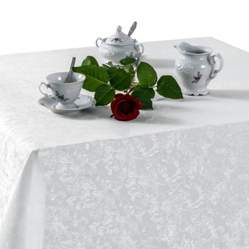 Obrus Biały Plamoodporny U3 Marmurek 140x360 cm