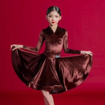 Aksamitna sukienka do tańca latynoskiego dla dzieci Tango Salsa Dance Dress