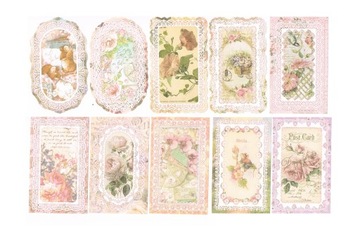 ZESTAW PAPIERÓW SCRAPBOOKING 50SZT KORONKI KWIATKI VINTAGE