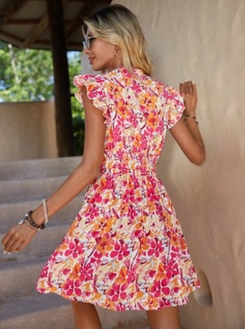 SHEIN VCAY Sukienka w kwiatowy wzór z marszczoną talią S
