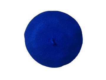 Beret z antenka damski wełniany czapka klasyczny niebieski jesień welniany