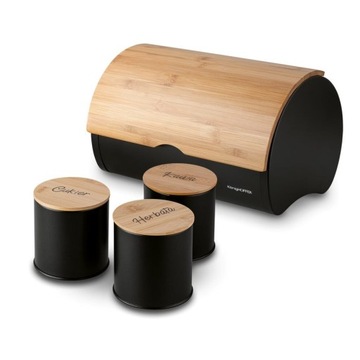 Chlebak metalowy z 3 pojemnikami Volano czarny