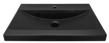 Мебель для ванной комнаты 60 черный зеркальный шкаф MAT с 2 стойками + черный умывальник