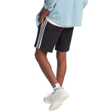 Spodenki męskie adidas Essentials Fleece 3-Stripes czarne - IB4026