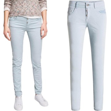 Esprit Damskie Bawełniane Błękitne Spodnie Haft Chinosy Fit Short M 38