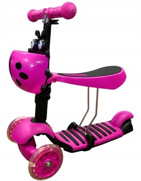 ТРЕХКОЛЕСНЫЙ БАЛАНСИРОВОЧНЫЙ СКУТЕР LED 5В1 РОЗОВЫЙ БОЖЬЯ КОРОВКА