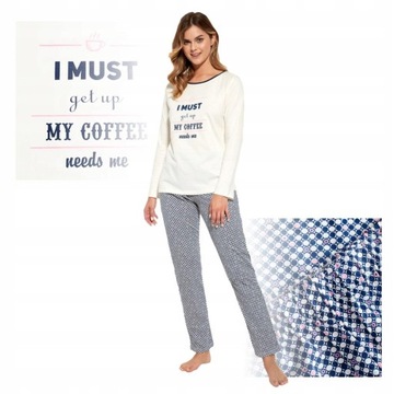 CORNETTE Piżama Damska 100% Bawełna Coffee XXL
