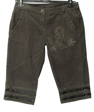 SPODNIE sztruksowe LEGGINSY sztruks LUŹNE r S khaki