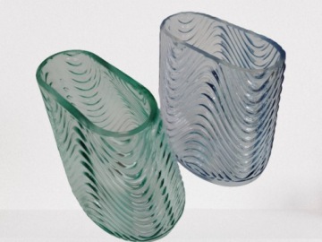 Декоративная ваза из зеленого стекла 21х17х13 см.