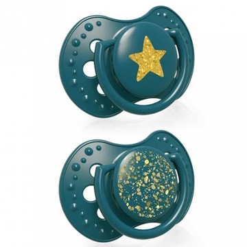 Smoczek dynamiczny LOVI Stardust Green 3-6m 2szt.