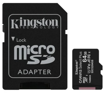 Карта памяти KINGSTON 64 ГБ с адаптером класса 10