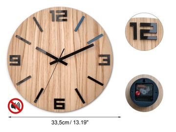 Деревянные настенные часы дуб Арабик - 33 см тихий, салонные часы