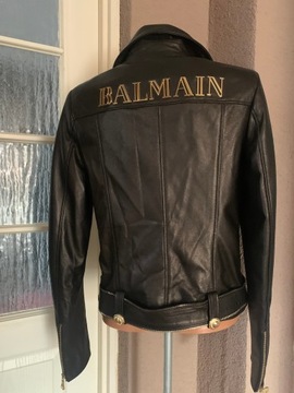 Skórzana parka model Balmain kurtka czarna S/M