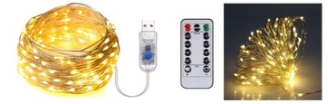 LINKA LED KURTYNA ŚWIETLNA USB BIAŁY CIEPŁY 2m