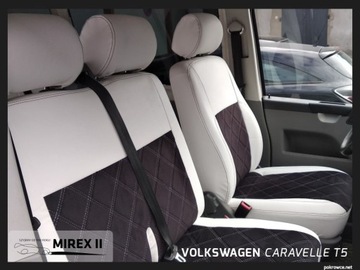 Pokrowce ze skóry i alkantary VW T5 T6 3 osobowy