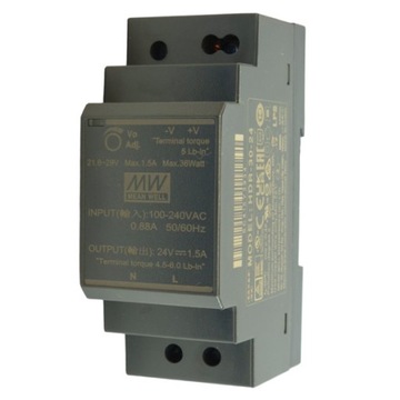 Zasilacz HDR-30-24 ( 24V , 1.5 A DC ) 36W DIN Mean Well