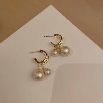 Srebro wysokiej próby 925 białe perłowe wiszące kolczyki sztyfty dla kobiet