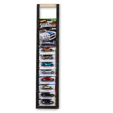 Drewniana półka listwa ekspozytor na karty Hot Wheels modele resoraki