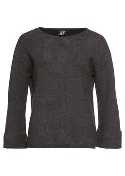 Z792 SWETER DZIANINOWY CIEMNOSZARY MELANŻ R.36/38