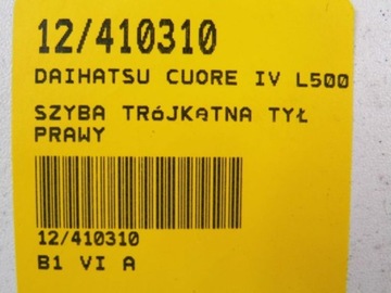 CUORE IV L500 SKLO (OKNO) DVEŘE TROJŮHELNÁ ZADNÍ PRAVÝ