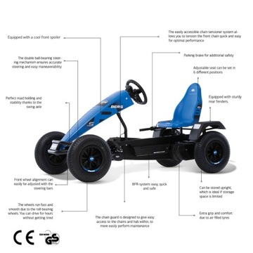 GOKART NA PEDAŁY DUŻY XL B.SUPER BLUE BFR POMPOWANE KOŁA 5+ DO 100 KG BERG